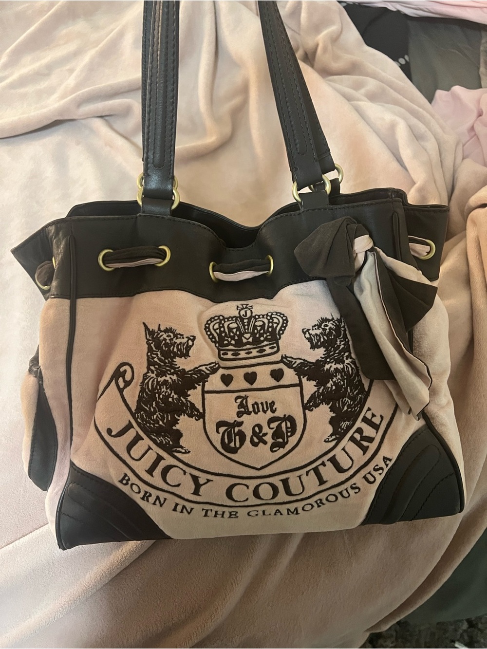 Y2K Vintage Juicy Couture Daydreamer Bag Pink Brown Scottie Dogs - Picture 2 of 16